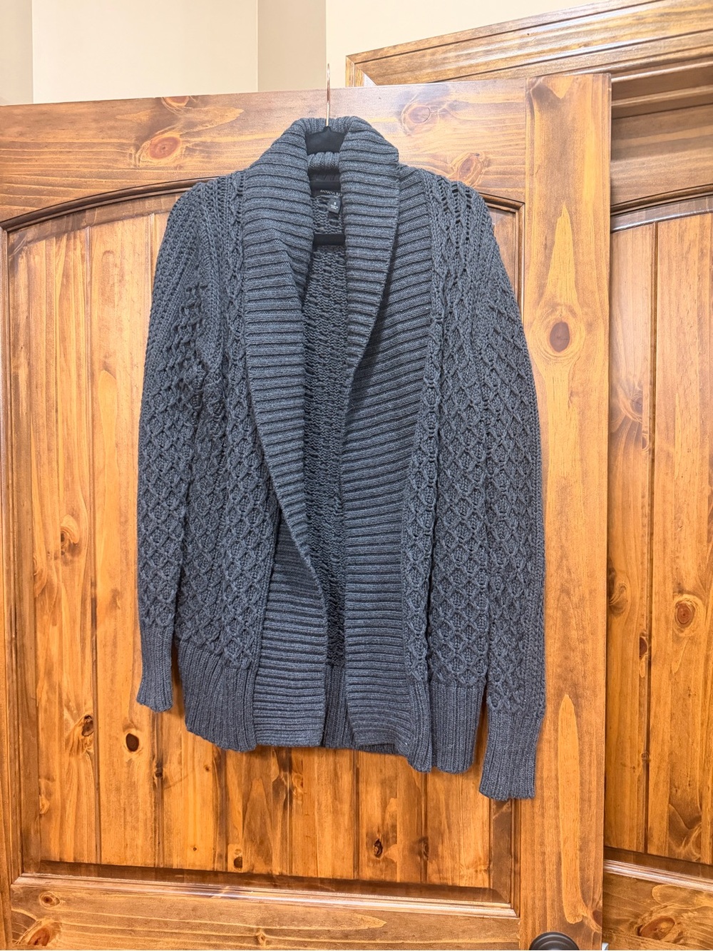 Banana Republic womens Shawl Collar Cable Knit Cardigan - Charcoal Gray